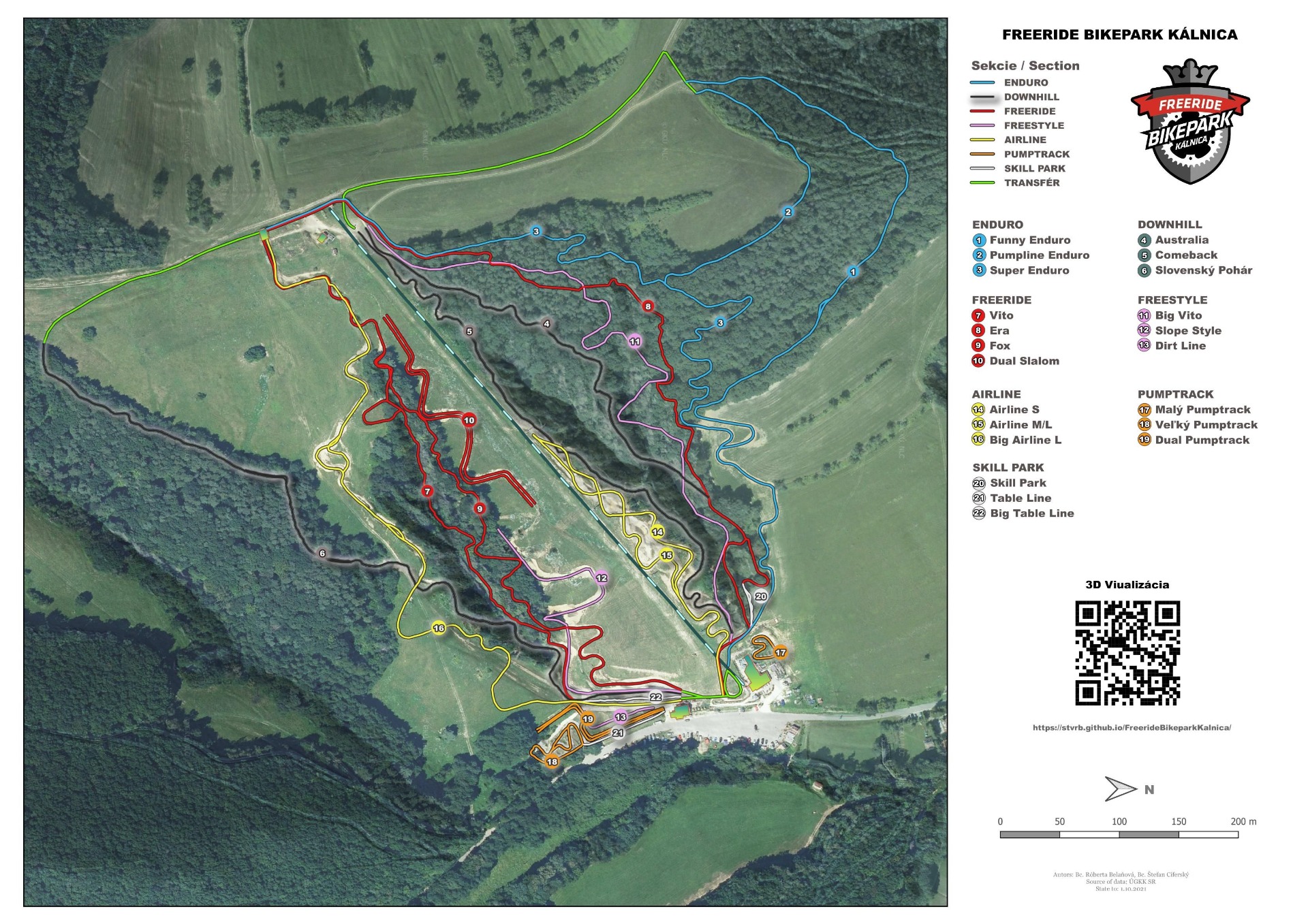 Mapa Bikepark Kálnica
